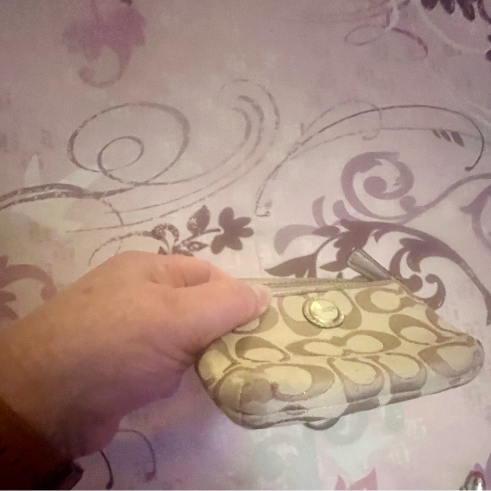 Coach Beige and Gold Wristlet - Picture 7 of 9